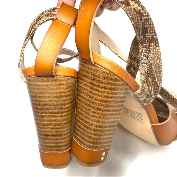 Leila Stone Cordelia Snakeskin Ankle Strap Heels - Picture 4 of 8